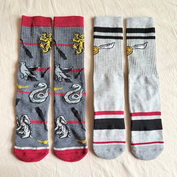 Harry Potter NWOT Two Pairs Socks Gray Black Red House Animal  Golden Snitch - Picture 10 of 10